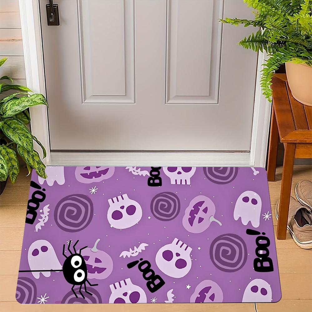 Halloween Candy Corn Door Mat Witch Hat Ghost Carpet Non-Slip Entrance Rug Home Decoration Bat Pumpkin Floor Mat Welcome Mat