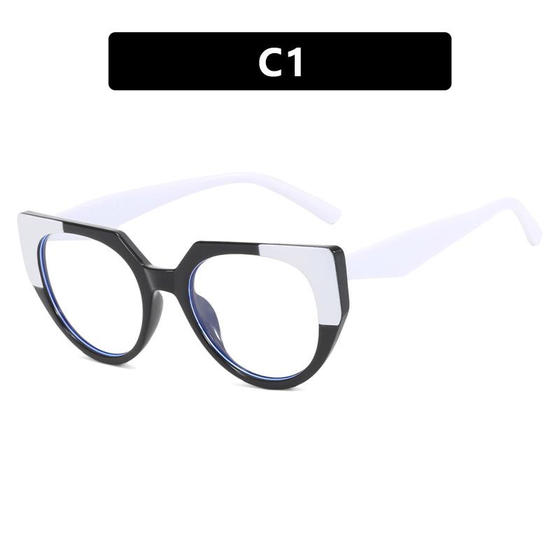 Color matching cat eye irregular flat mirror simple anti-blue TR glasses frame European and American ins glasses frame women
