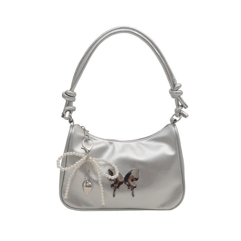 

Трендова жіноча сумка 2024, осінь, нова корейська модна елітна сумка під пахвами, проста повсякденна сумка-месенджер срібний