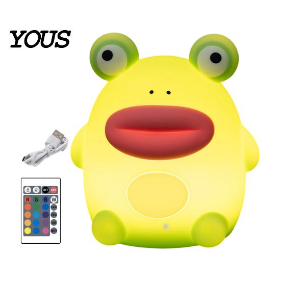 Baby Sleep Aid Lamp Frog Silicone Night Light, Rechargeable Touch Bedside with 3 Brightness Desk Decor & Remote Control, 30 Min Timer Decoration,
