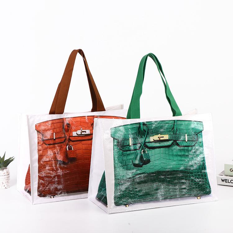 PP Woven Bag Tote Bag Retro Color Printing Crocodile Leather Color Printing Bag Large Shopping Bag Conspicuous Bag Tow Special Bag
