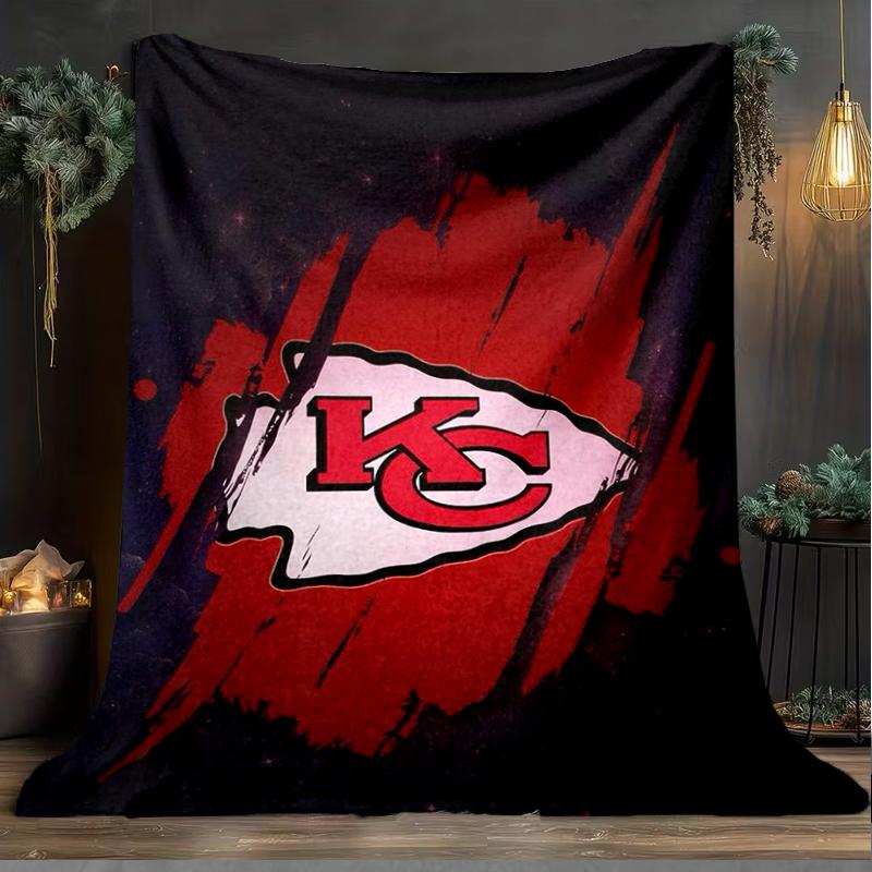 1PC City Chiefs Emblem Printed Soft Flannel Blanket Throw for Adult Bedroom Living Room Sofa Camping Travel Fan gifts Christmas Gifts