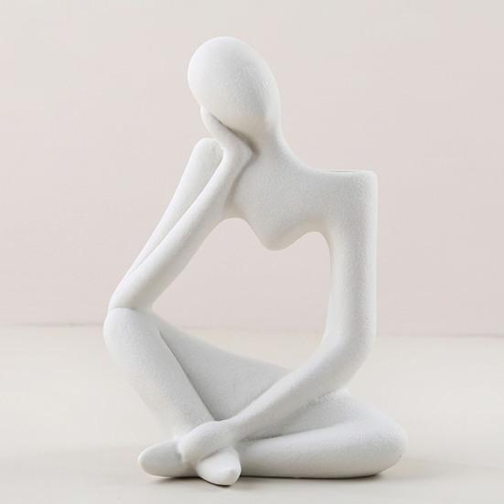 Yousheng Ceramiczny Wazon Myśliciel Serce Wycięte Pusty Wazon w Kształcie Człowieka Abstrakcyjna Sztuka Wazon Dekoracyjny na Dom Biuro Biurko Półka Ekspozycyjna