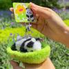 PP Cotton Baby Panda Plush Pendants Sleeping in Cradle Full Moon Panda Keyrings  Female Lady Girl