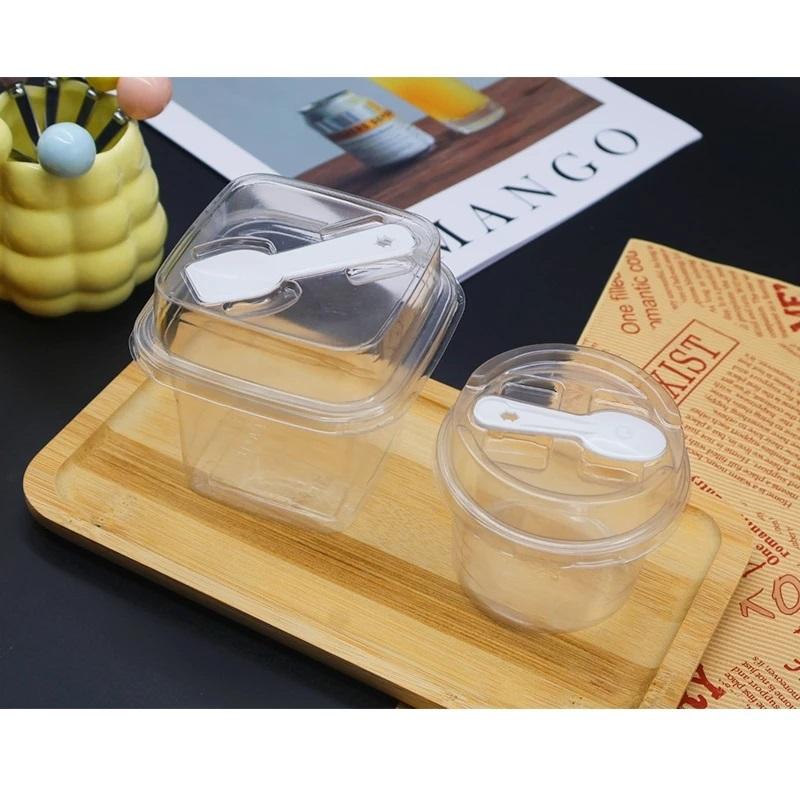 50Pcs 250Ml Disposable Plastic Dessert Cups With Lids Spoons Clear Mousse Containers Ideal For Ice Cream Trifles Fruit Cups
