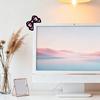 Rosa Schleifen Computer Monitor Dekoration, 2D Holzschleifen Dekorationen für Frauen, Mini Süße Computer Zubehör für Home Office Dekoration