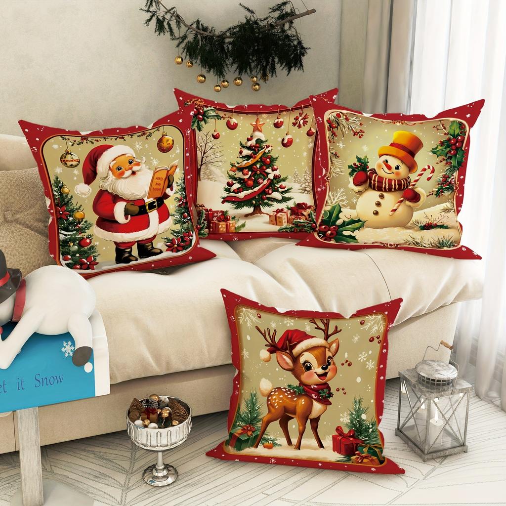 Christmas decoration pillowcase New Year gift Santa Claus Fawn Snowman pattern home room decoration sofa cushion cover