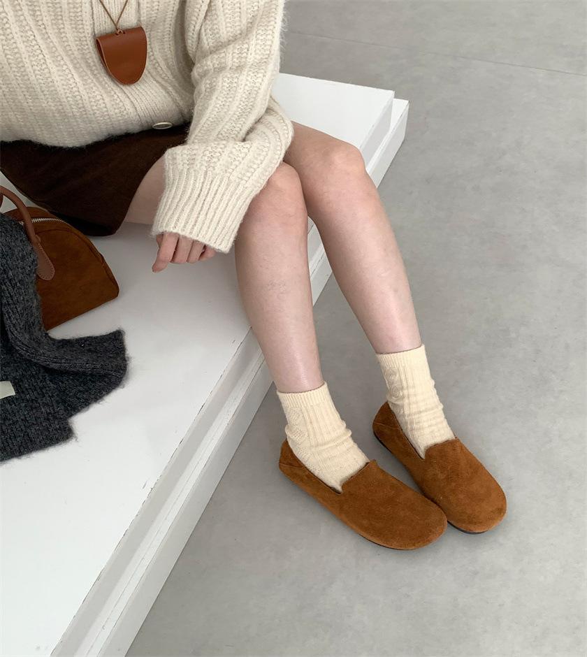 

2025 новые лоферы на платформе женские туфли из маленькой кожи в британском стиле, ленивые туфли-одинарки, универсальные туфли Doudou 40 светло-коричневого