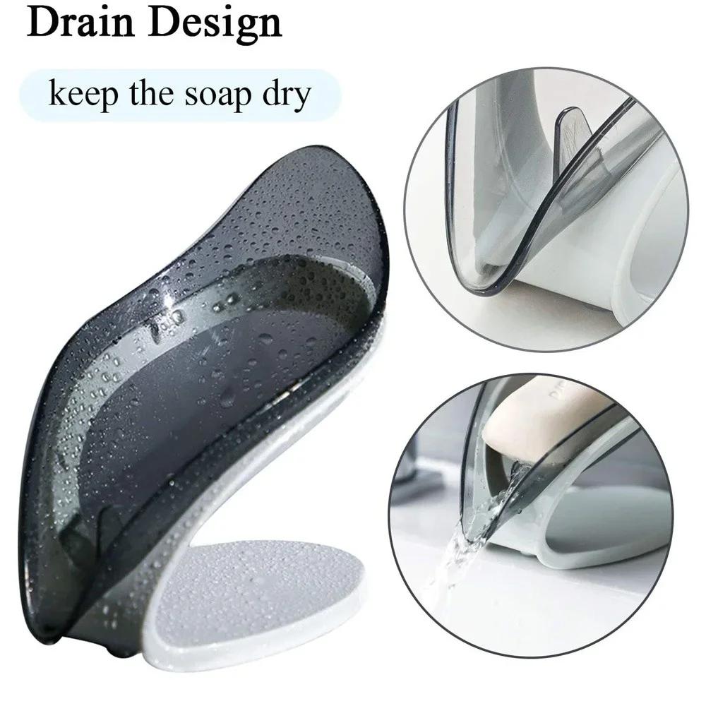 Creative Leaf-Shaped Soap Box with Suction Cup Drain Rack for Bathroom Storage and Laundry Organizer