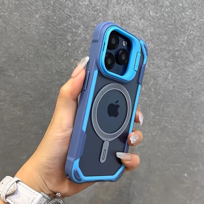 Applicable To Apple 17 Mobile Phone Case 16 Creative Lens Holder iPhone15promax Magnetic Attraction Anti-drop Transparent and Simple