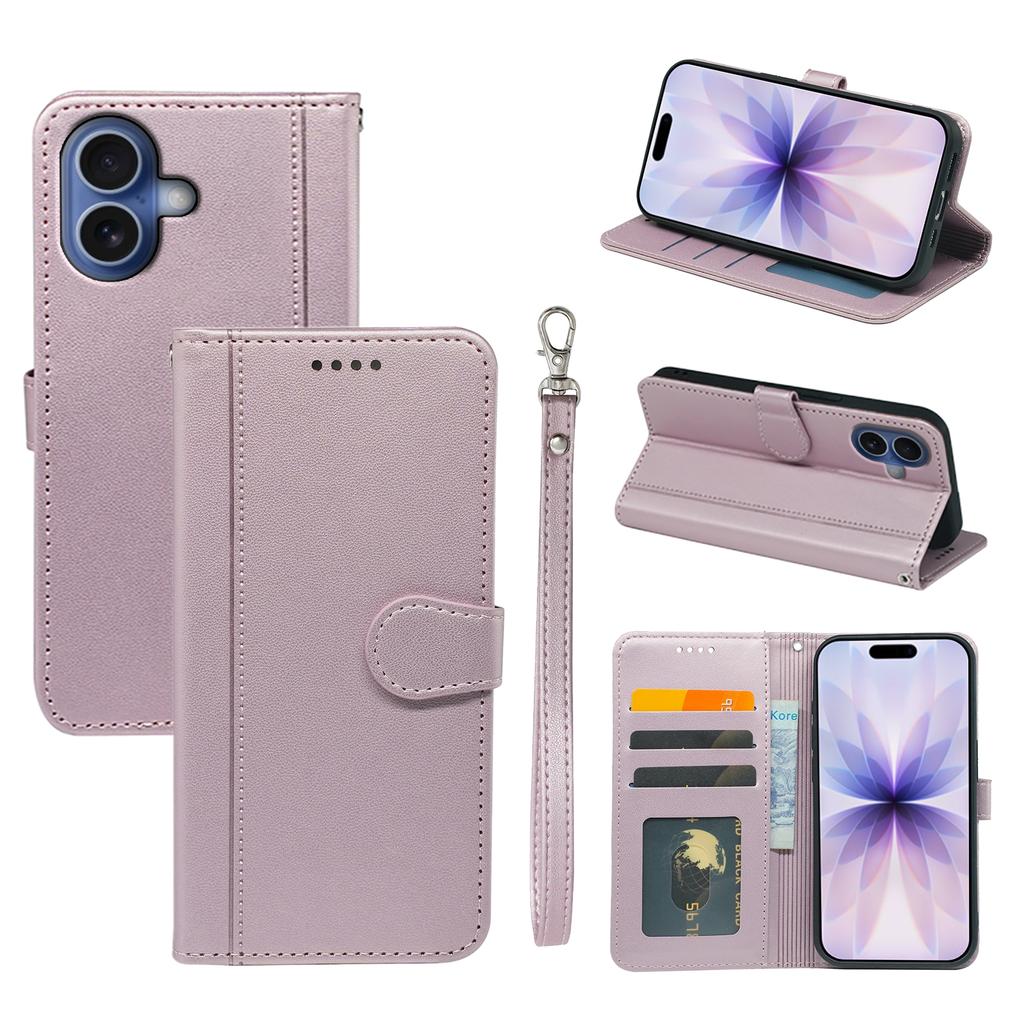Etui Portfelowe na iPhone'a 17 Skórzane Pokrowiec na Telefon z Magnetycznym Zapięciem i Paskiem