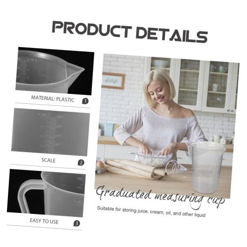 HEMOTON 5000ml Plastic Measuring Cup Set, Clear Measuring Jug with Nesting Stackable Spout and Handle for Baking, Cooking, Kitchen, and Lab Use