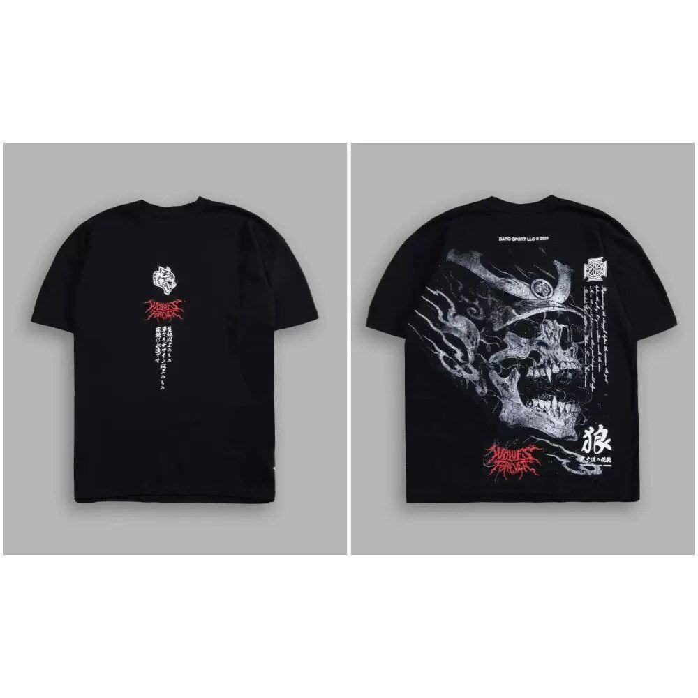 New DARCSPORT Wolf Head Bushido Short Sleeve Men's and Women's Oversized Yk2 American Sports and Leisure Loose Printed Cotton T-shirt