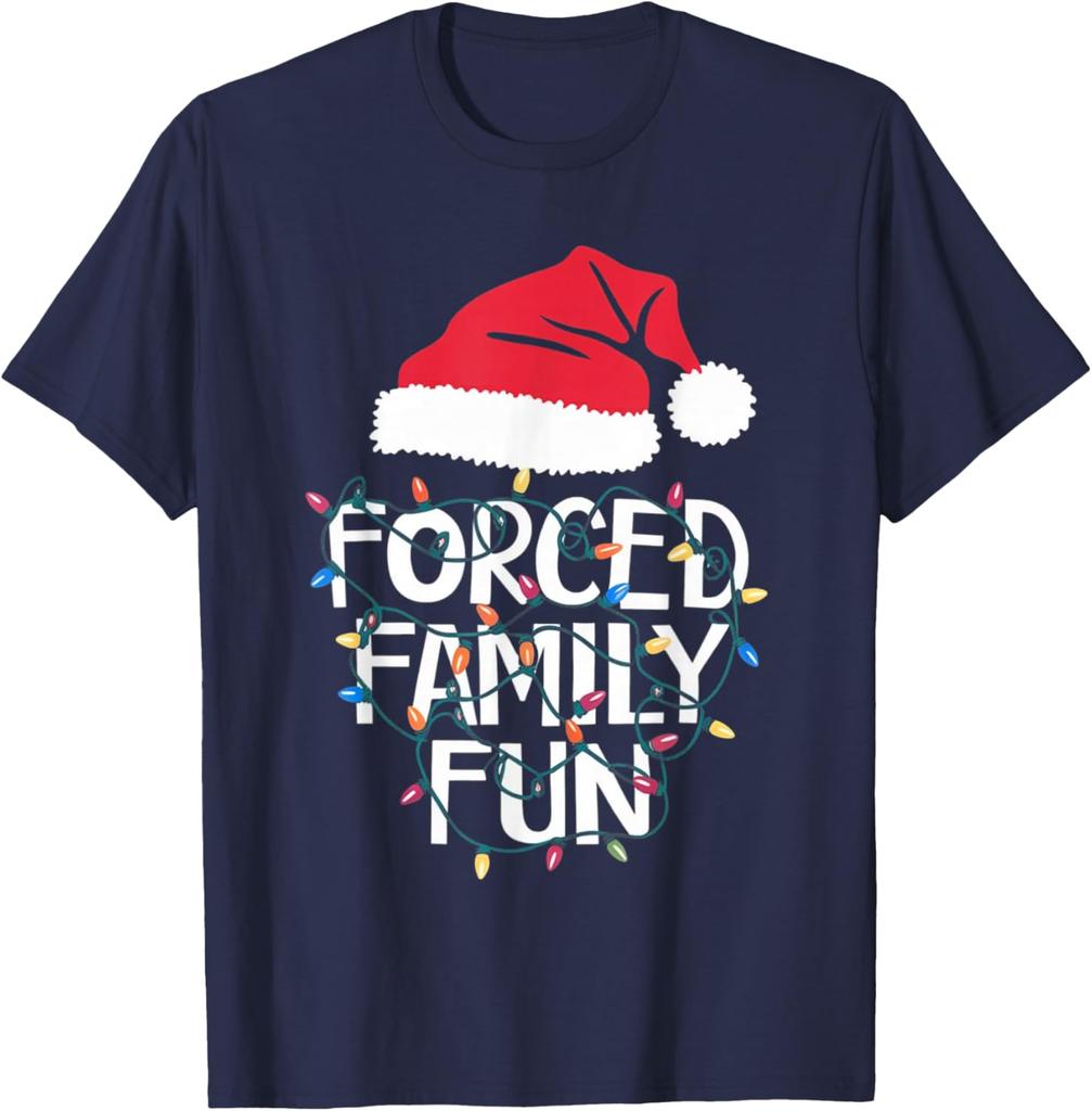 Nyår Jul Tvingad Familj Rolig Sarkastisk Jul Rolig Män Kvinnor Vanlig Högkvalitativ Bomull Rundhalsad Kortärmad T-shirts