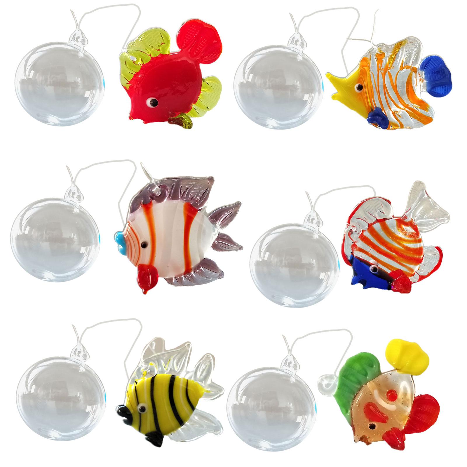 

(6 шт) Барвисті скляні плаваючі рибки Орнаменти Акваріум Поплавковий м яч Декорація ручної роботи Бульбашковий дизайн для домашнього декору D