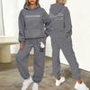 Womens Printed Letter Hooded Sweatshirt Jogger Pants Set Winter Casual Sportswear Outfit