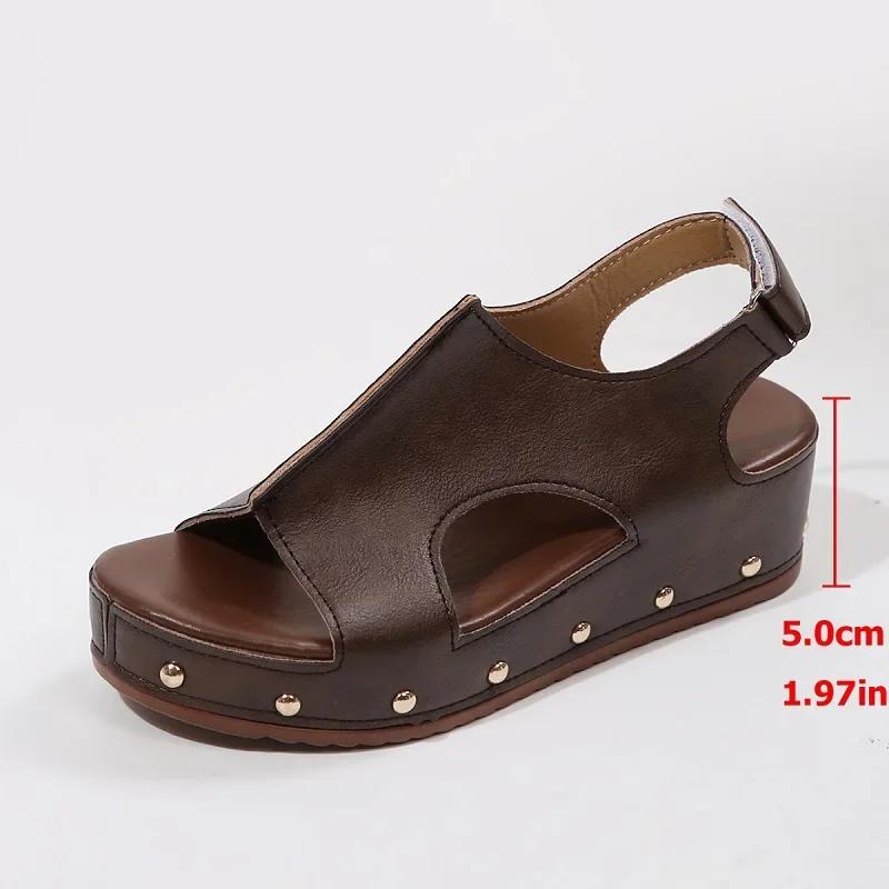 New  Sandals Platform Flats Elegant Comfortable Medium Heels Woman Wedges Luxury Sneakers