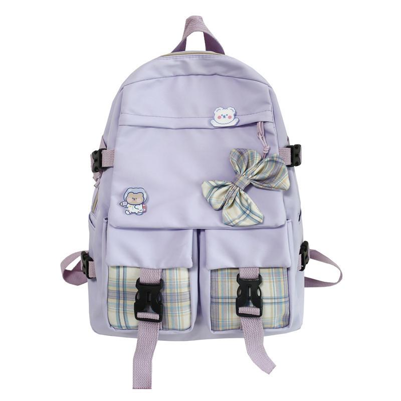 School Bow Backpack With Nylon Material And Zipper Closure For Daily Commute