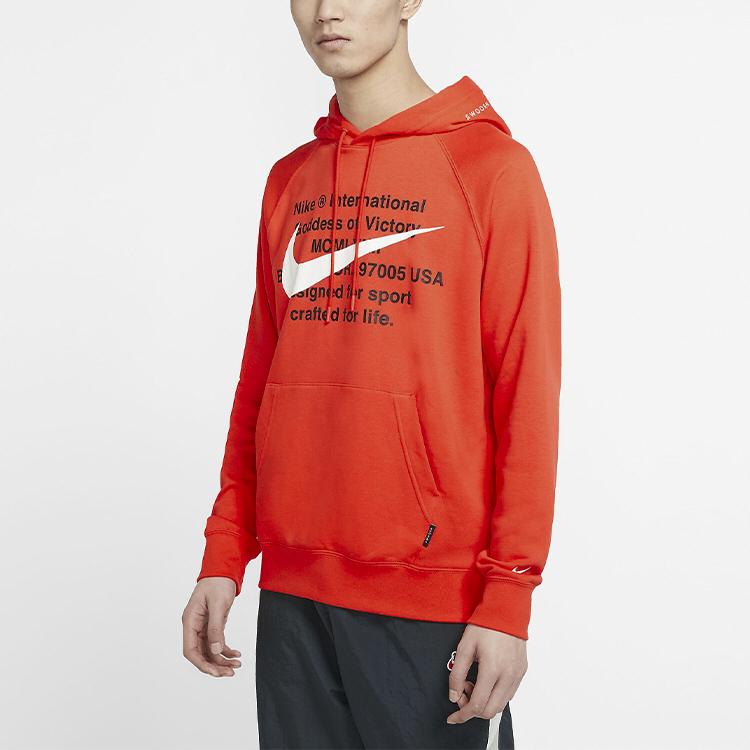 Nike Sportovní mikina s kapucí Swoosh Pánské topy Oranžovo-červená CJ4864-891