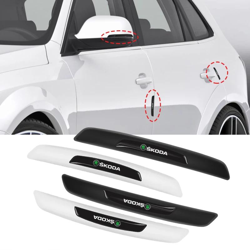 HGC2 4 Pezzi Striscia Antiurto in Gomma Adesivi Protettivi per Portiere Specchietto Retrovisore Auto per Skoda Octavia Rapid Kodiaq Superb Karoq Fabia