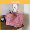 Checkered Simple Pattern Large Capacity Women Casual Canvas Tote Bag For Daily