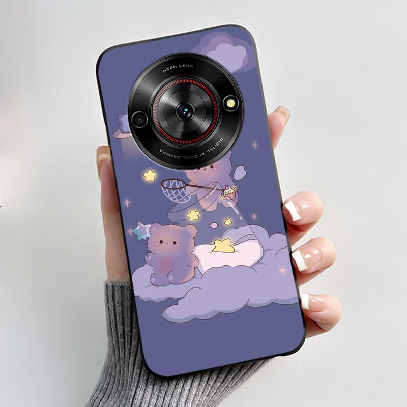 Cute Cartoon Case For ZTE Blade A75 5G/Nubia Focus 5G/Nubia Calf 5G Printing Shell Protective Cover Soft Silicone Black Casing