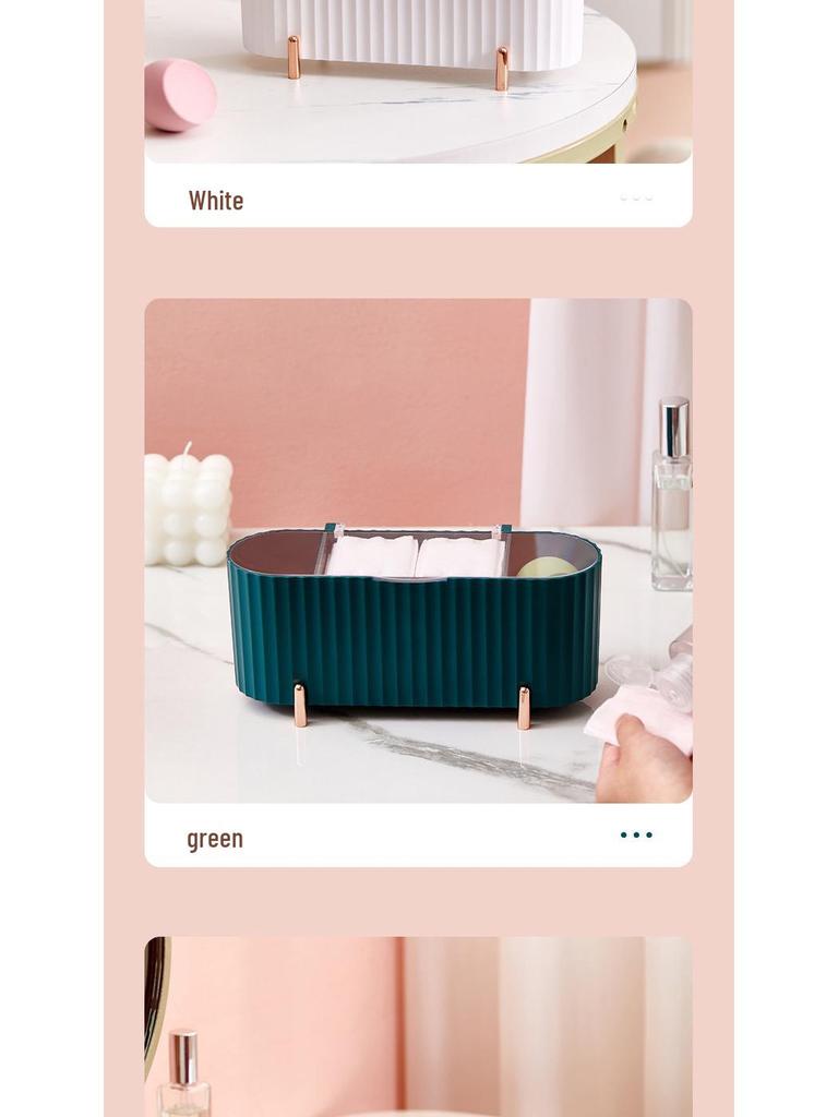 Transparent Dustproof Cosmetic Organizer: Cotton Swab, Makeup Remover, Sponge, Lipstick Storage Box with Lid.