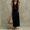  summer European and American new independent station dress women's sleeveless v-neck elegant long dress