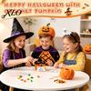 Halloween Häkelkürbis Dekor Handgemacht Positiv mit Hexenhut, Herbst Boo Korb Füller, Gemütliche Herbst Wohnaccessoires Mini Gestrickte Plüschfigur,
