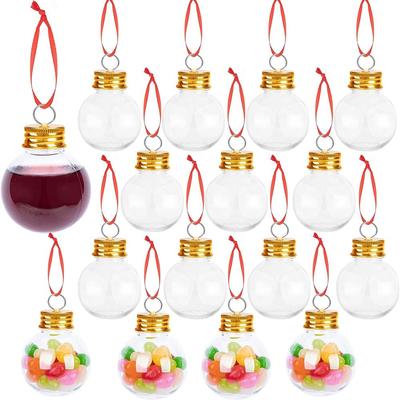 10Pcs 50/100ml Christmas Booze Balls-Xmas Fillable Booze Tree Ornaments-Clear Plastic Xmas Hanging Pendant Candy Juice Bottle
