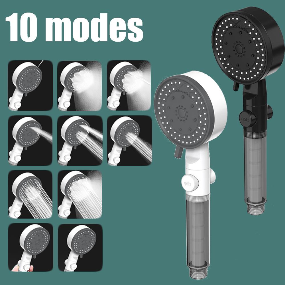 VILOYI 10 Modes High-Pressure Filtered Shower Head One Key Stop Water Bathroom Handheld Showerhead Portable Shower Nozzle