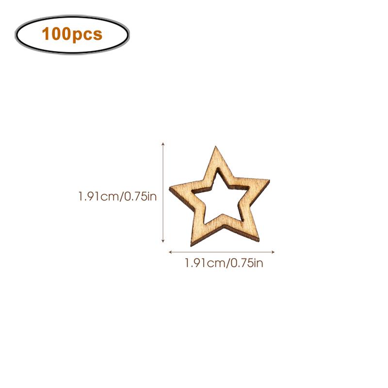 100pcs/lot Hollow Wooden Stars for Crafts, 1-3cm Wood Slice Star Shape Cutout Embellishment Pieces for DIY Art Crafting Projects