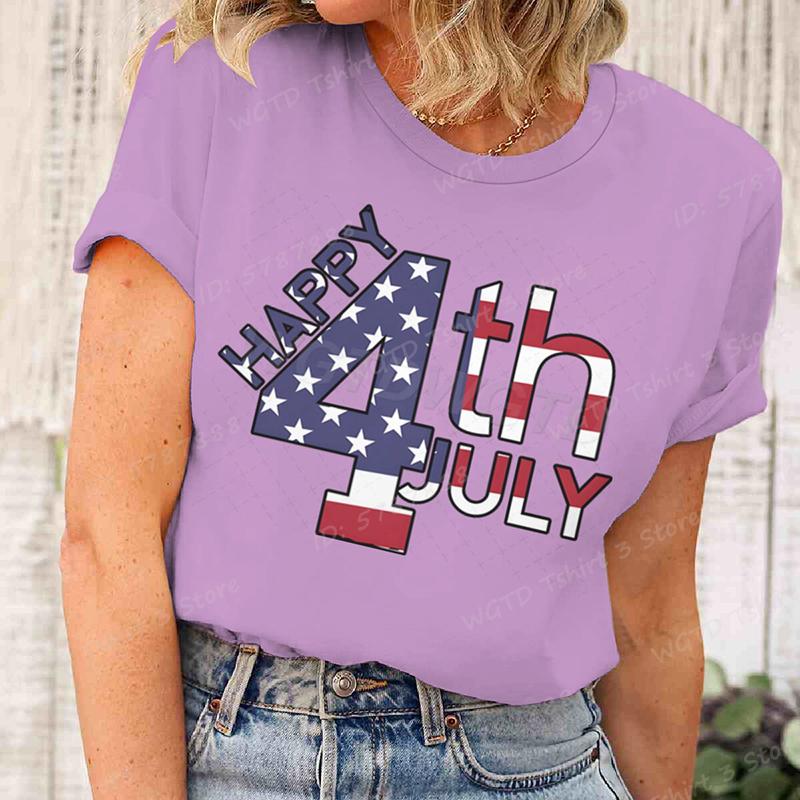 Happy 4th Of July T-Shirts Unabhängigkeitstag T-Shirts Sommer T-Shirt Lässige Kurzarm-T-Shirts Rundhals-Oberteile Damenbekleidung
