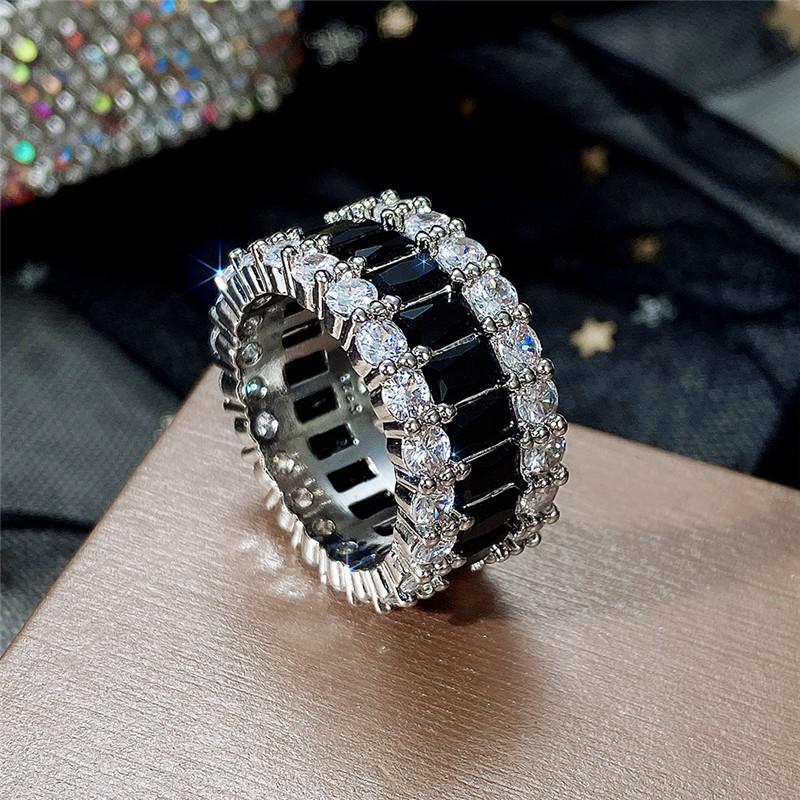 New model, bright AAA grade group set zircon ring, women's light luxury full circle colored treasure wide version ring