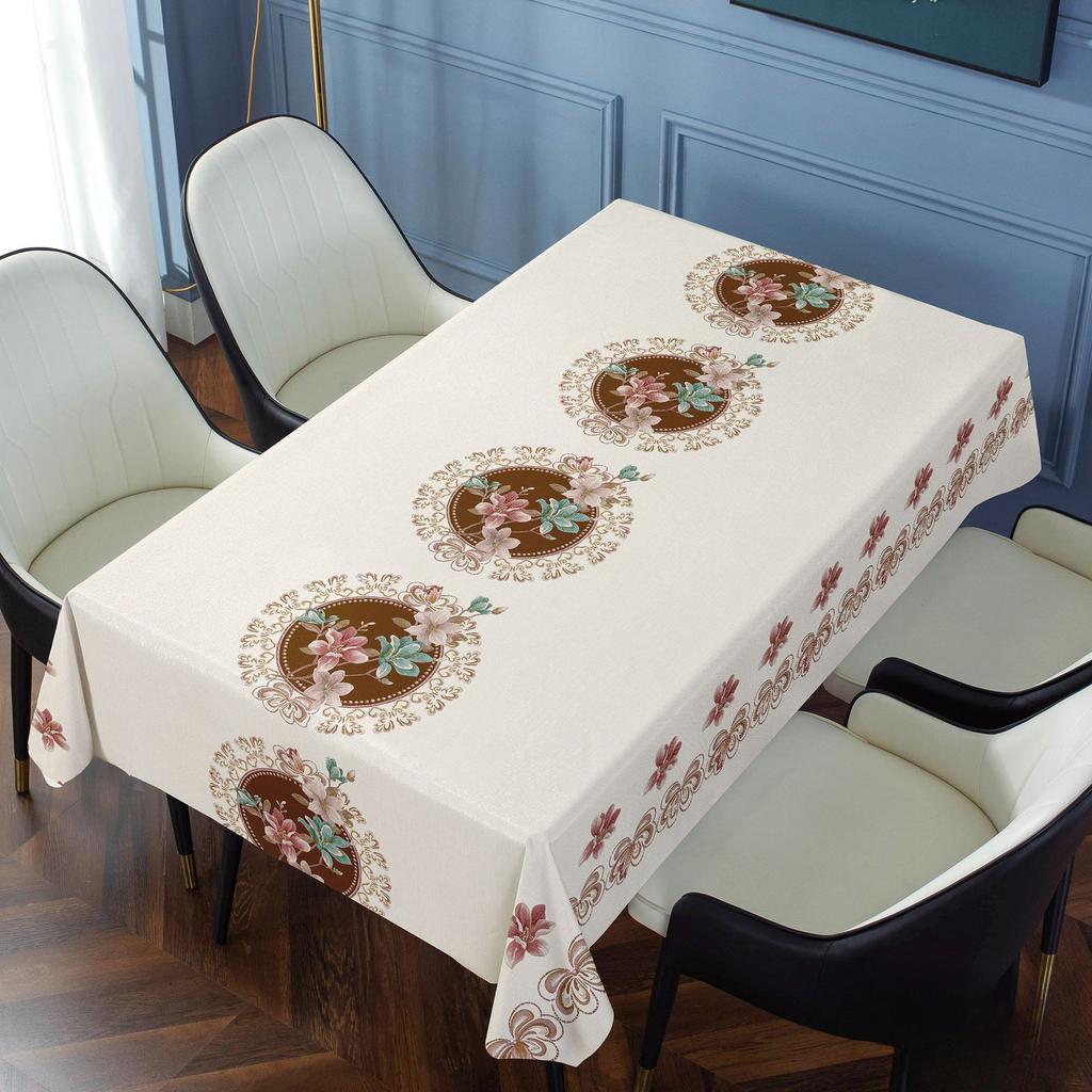 New Chinese Style Household Waterproof and Oil Proof PVC Tablecloth  Embroider Long Strip Tablecloth Coffee Table Cover Cloth