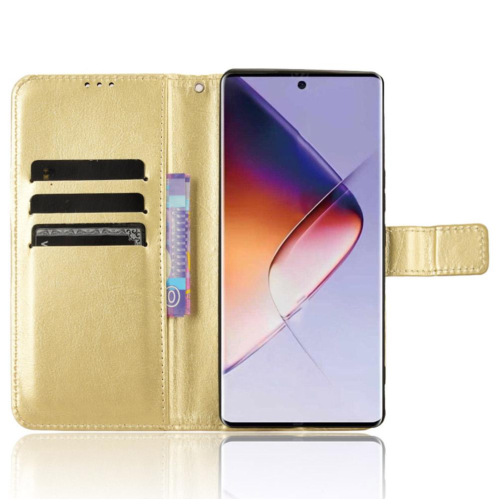 

For Infinix Note 40 Pro 4G X6850 Case PU Leather Crazy Horse Texture Anti-Drop Phone Cover Gold