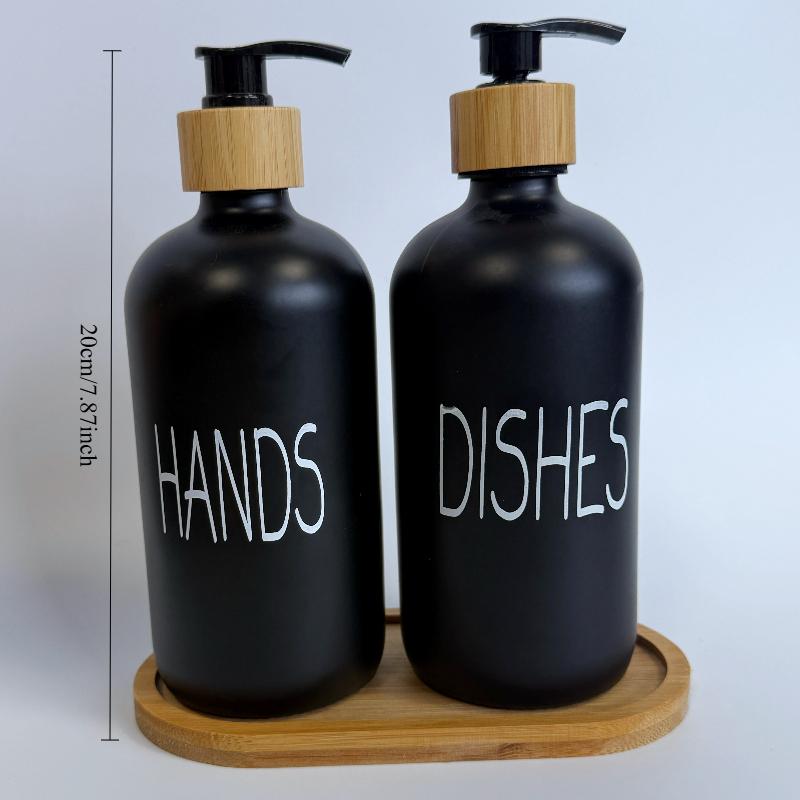 Refillable Portable Empty Glass Hand Soap Bottle Press Type Dispenser for Shampoo Body Wash Bathroom Use