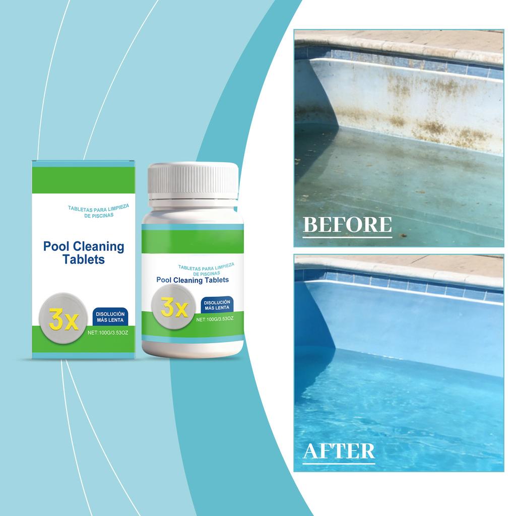 Pool Cleaning Tablets 3X Slow Dissolving Chlorine Tablets for Swimming Pool Maintenance and Sanitization 100g Bottle Effective Water Treatment