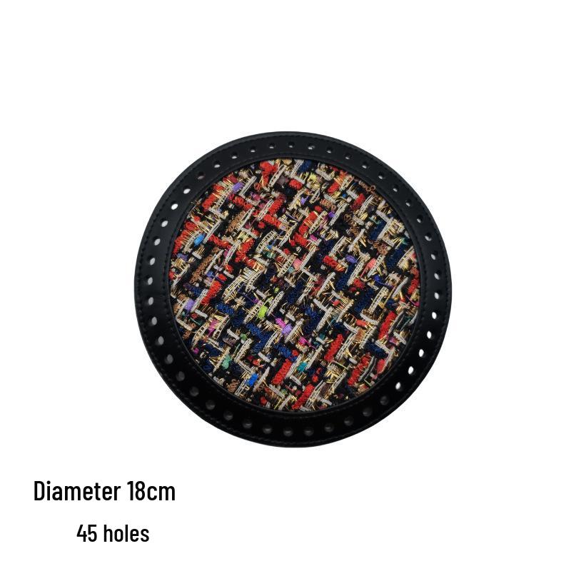 HyunA DIY 18cm Round Woven Rattan Bag with Leather Base and Accessories