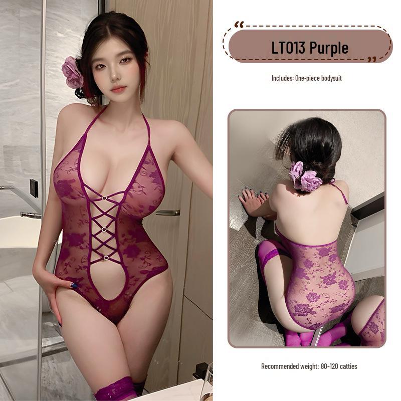 Nine Miles Clear River Lace Halter Bodysuit: Sexy, Sheer, Tempting Women's Lingerie