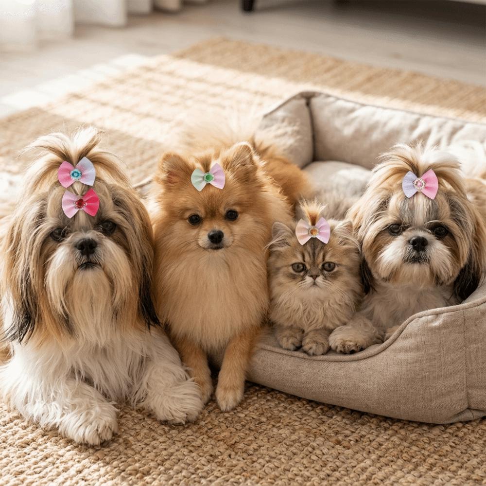 24Pcs Small Size Dog Hair Bows Elastic Rubber Band Dog Bow Hair Ties  Pet Daily Decoration