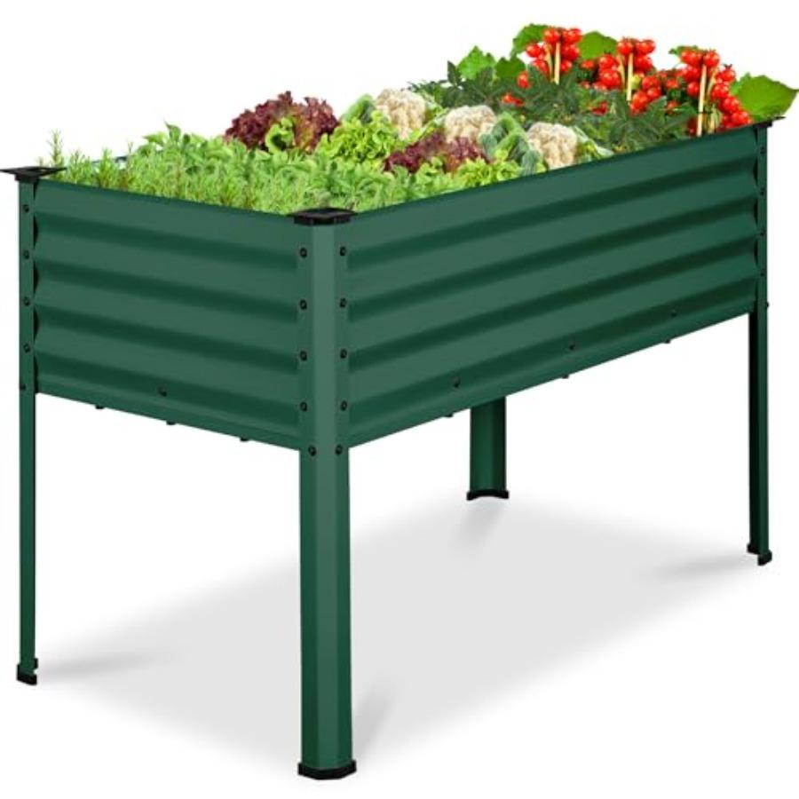 

48x24x30in Galvanized Raised Garden Bed Metal Elevated Planter Box Dark Green Vegetable Garden for Backyard Patio Balcony United States