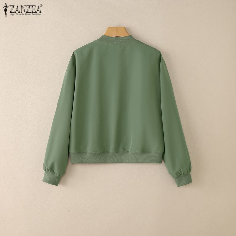 ZANZEA Women Casual Round Neck Solid Color Long Sleeve Blouse