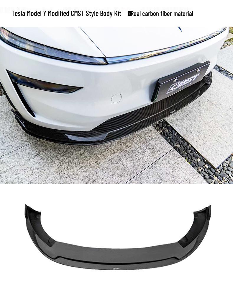 Tesla Model YL CMST Style Real Carbon Fiber Front & Rear Lip Hood Kit
