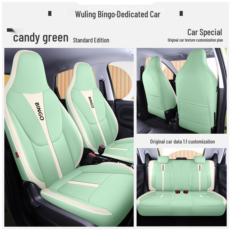 Wuling Bingo All-Season Universal Car Seat Cover - Full Surround Cartoon Leather Design