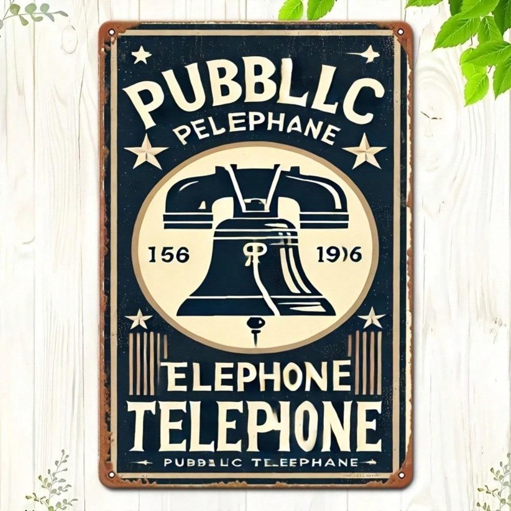 Telefon-Logo Metallblechschild Retro Wanddeko Rustikales Bar Café Garage