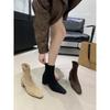 Autumn thick heel elegant light casual short boots small leather boots simple commuting casual square head fashion boots
