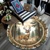 Deer Forest Round Area Rug,Carpet Rug for Living Room Bedroom Sofa Playroom Decor,Non-slip Floor Mat