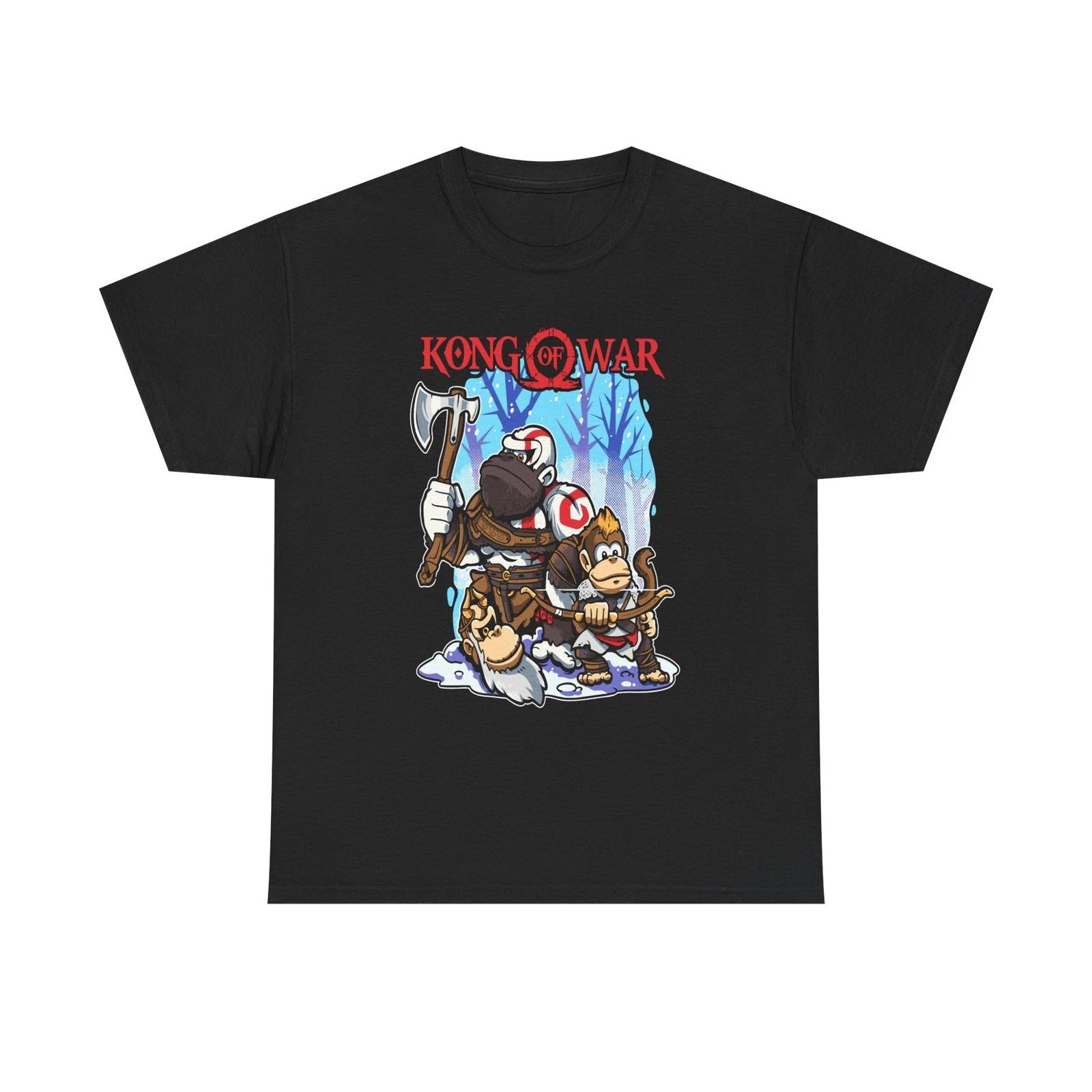Kong War Viking Apes T-Shirt | Retro Gamer Ape Battle Tee XL