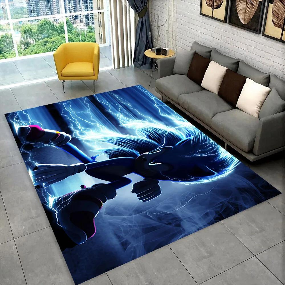 3D S-Sonics Game Cartoon Rug Carpet for Living Room Bedroom Decor,kids Play Non-slip Decoration for Sofa Doormat Christmas Gift